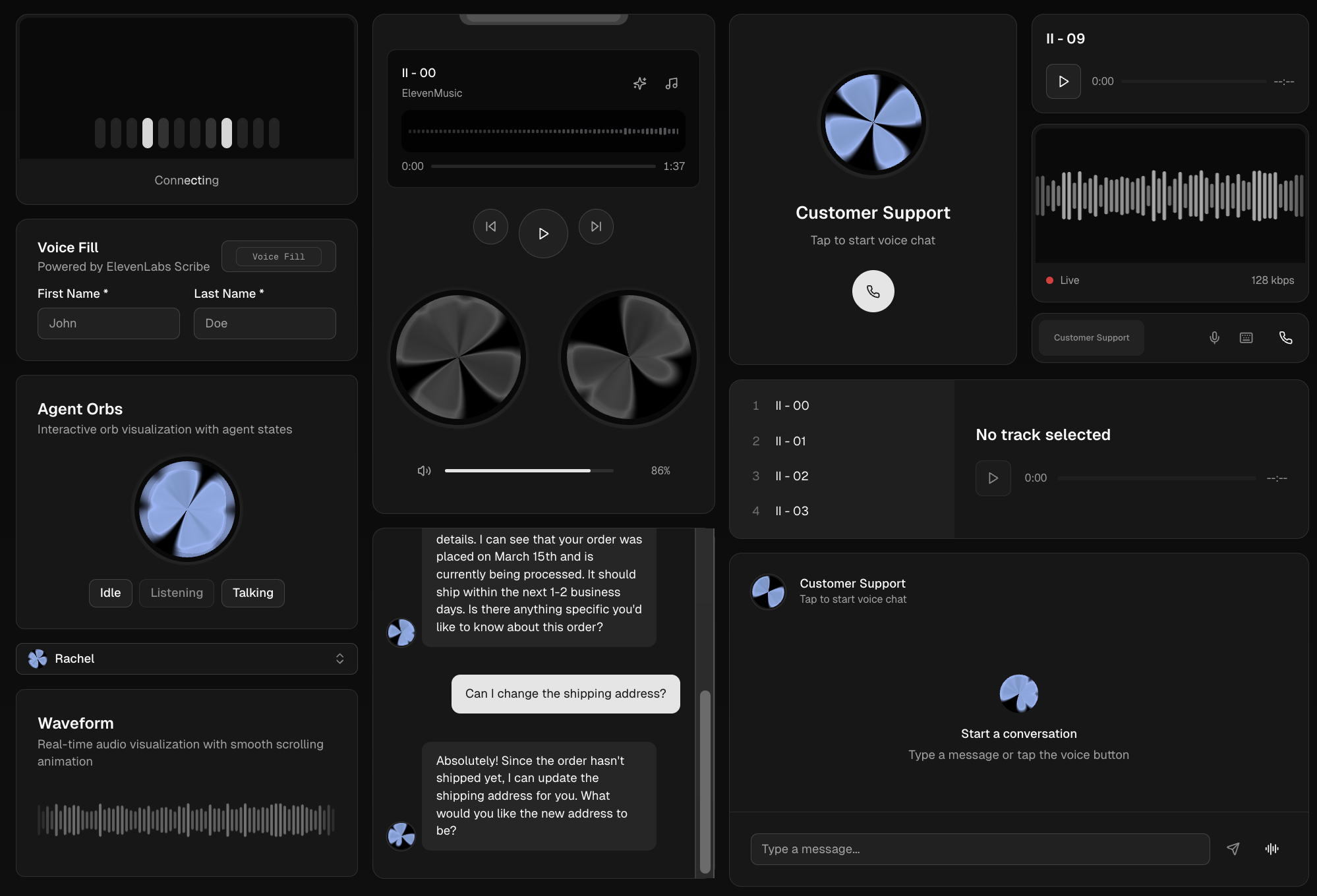 ElevenLabs UI: componentes para productos con voz listos para usar