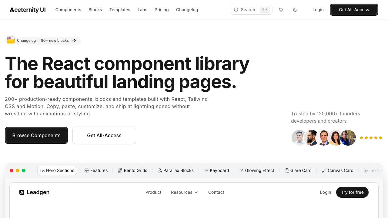 Sitio web de Aceternity UI
