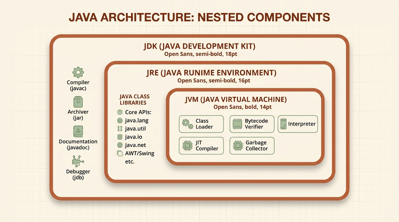 Diagrama de Arquitectura de Java: JDK, JRE y JVM